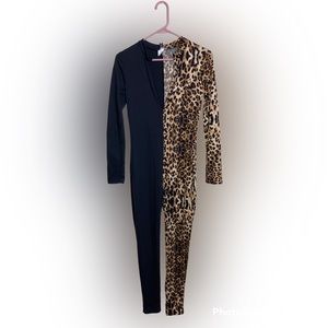 Leopard Print and Black Jumpsuit